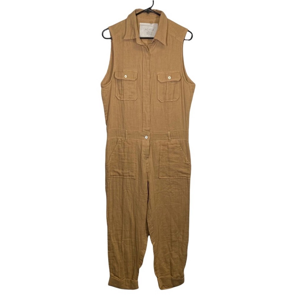 Acacia Hollywood Tan Sleeveless 100% Cotton Jumpsuit S